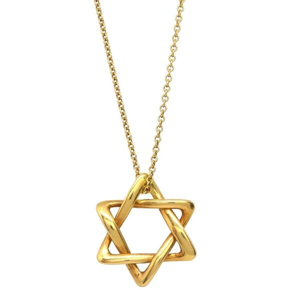 Tiffany & Co. Star Of David Pendant Necklace 750 Gold
